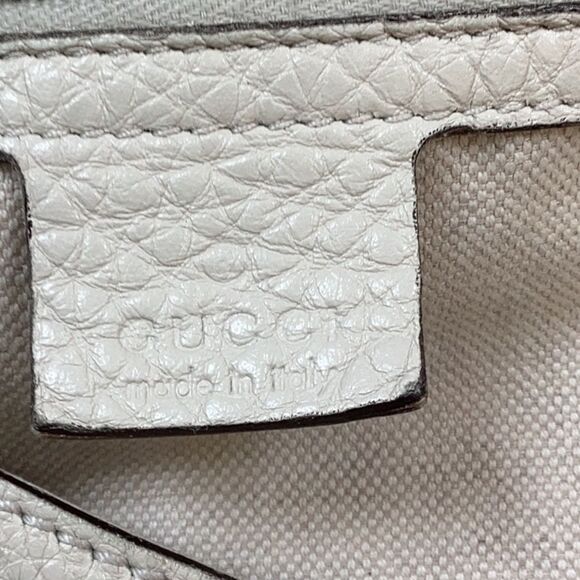 AUTHENTIC GUCCI HANDBAG SHOULDER TOTE OFF WHITE LEATHER - Picture 7 of 15
